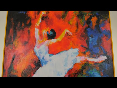 Moderne Handgemalt Acrylbilder mit Rahmen "Elegante Ballerina"