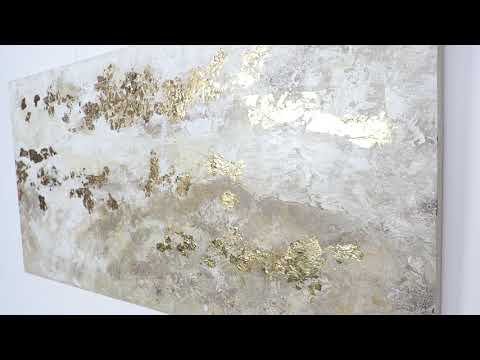 Acrylgemälde auf Leinwand „Glänzendes Gold“ – Luxuriöse Wanddekoration in warmen Goldnuancen