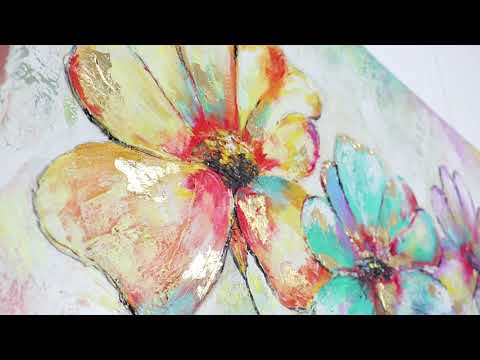 Wandbild Acryl auf Leinwand „Schöne Blumen“ – Lebendige Blumenmalerei für Wohnzimmer & Kinderzimmer