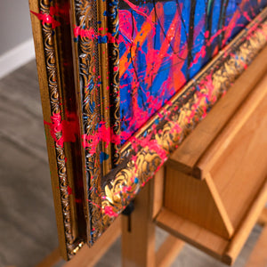 Rahmenkante mit Farbspritzern handgemaltes Leinwandbild Detai