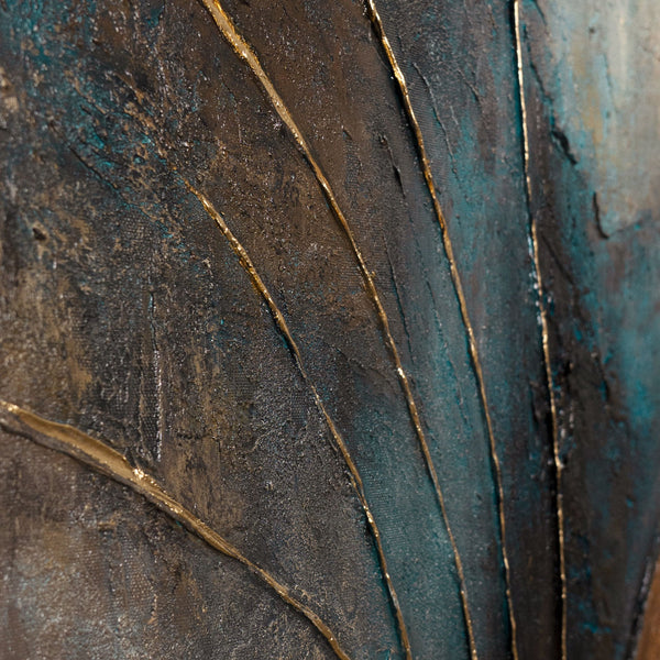 Reliefmalerei mit feinen metallischen Akzenten