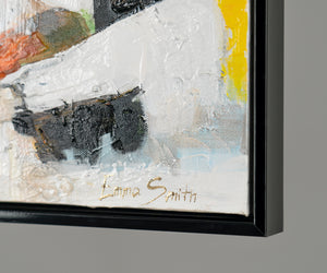 Seitenansicht Acryl Leinwandbild Struktur Beige Schwarz Gold