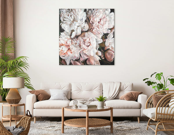 Blumenbilder acryl auf leinwand "Pfingstrosen Strauß"