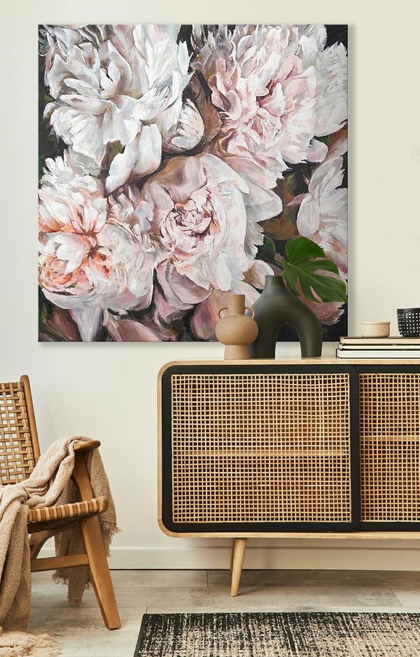 Blumenbilder acryl auf leinwand "Pfingstrosen Strauß"