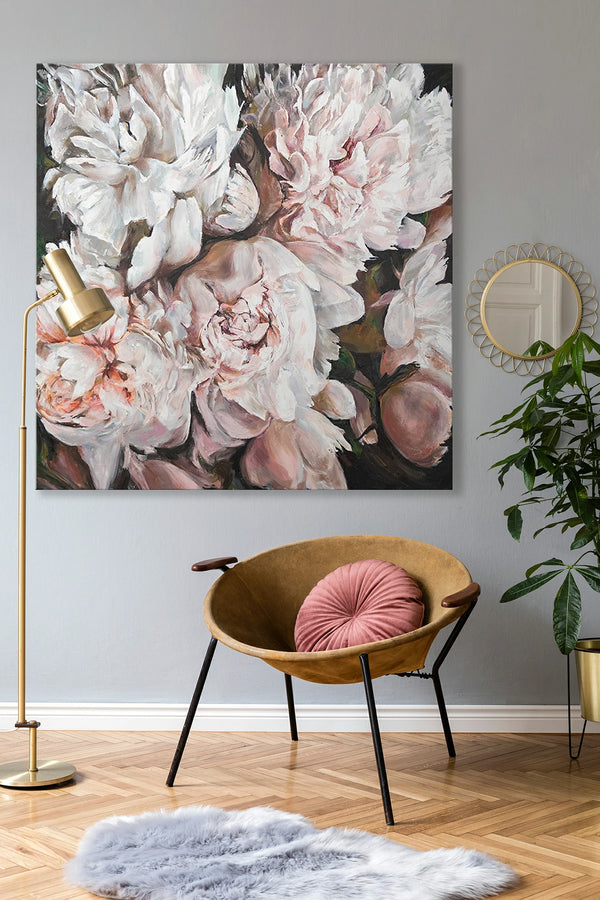 Blumenbilder acryl auf leinwand "Pfingstrosen Strauß"